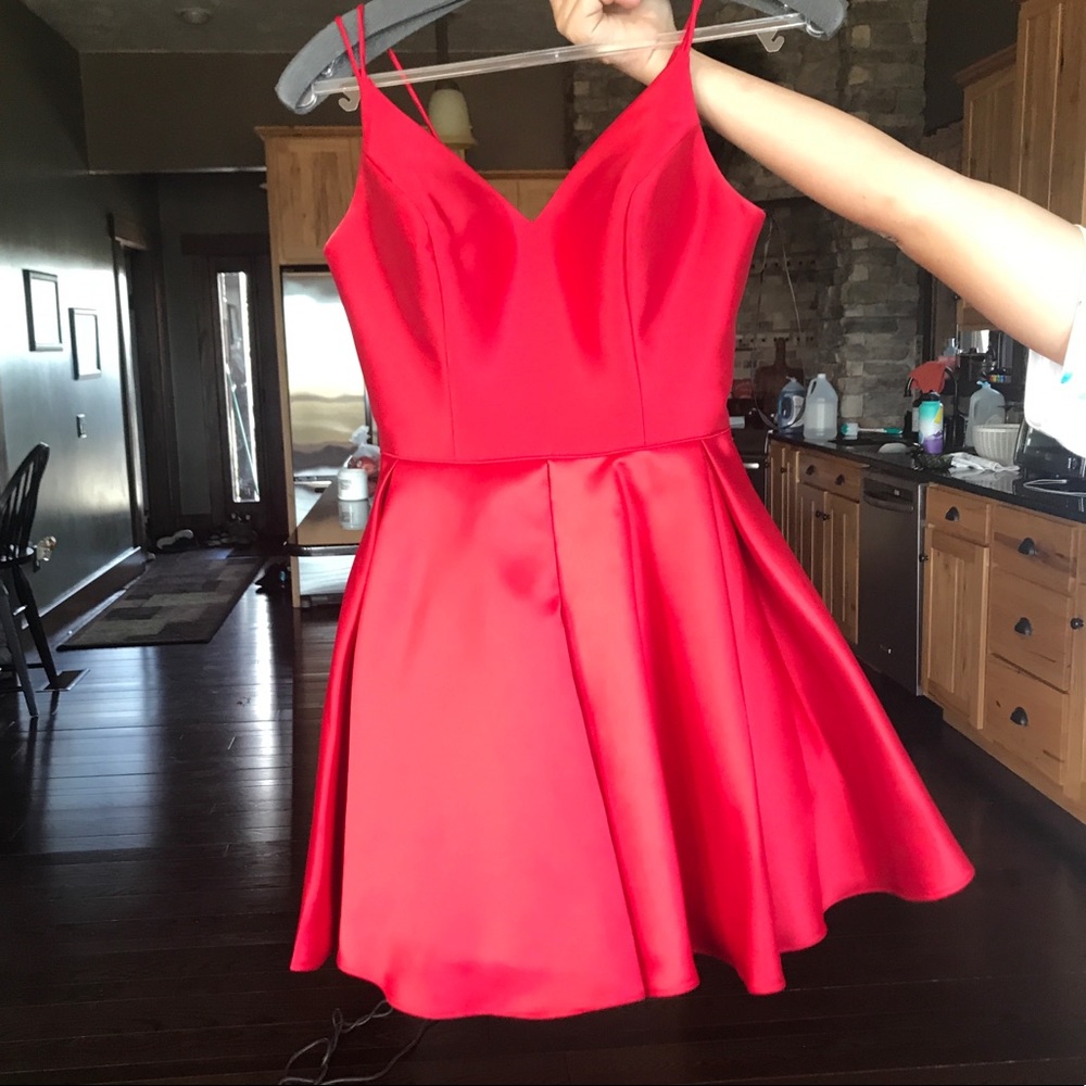 Red satin gown